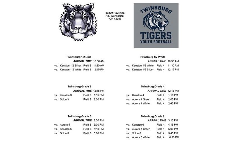 2025 Twinsburg Tiger Scrimmage Schedule 